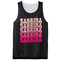 Personalized Name Sabrina I Love Sabrina Groovy 80S Mesh Reversible Basketball Jersey Tank