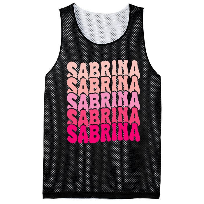 Personalized Name Sabrina I Love Sabrina Groovy 80S Mesh Reversible Basketball Jersey Tank