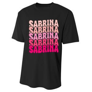 Personalized Name Sabrina I Love Sabrina Groovy 80S Performance Sprint T-Shirt