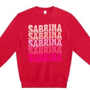 Personalized Name Sabrina I Love Sabrina Groovy 80S Premium Crewneck Sweatshirt