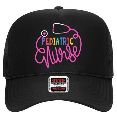 Pediatric Nurse Stethoscope Peds Nursing Life High Crown Mesh Back Trucker Hat