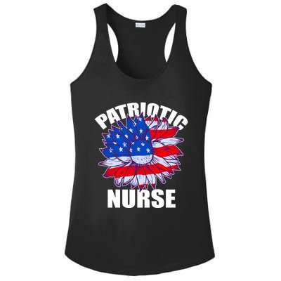 Patriotic Nurse Sunflower Retro Job America Flag Funny Gift Ladies PosiCharge Competitor Racerback Tank