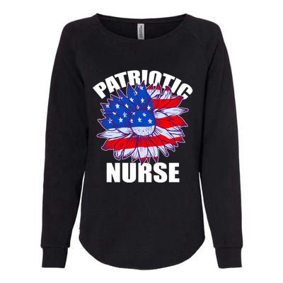 Patriotic Nurse Sunflower Retro Job America Flag Funny Gift Womens California Wash Sweatshirt