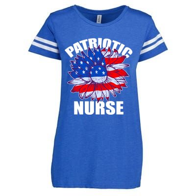 Patriotic Nurse Sunflower Retro Job America Flag Funny Gift Enza Ladies Jersey Football T-Shirt