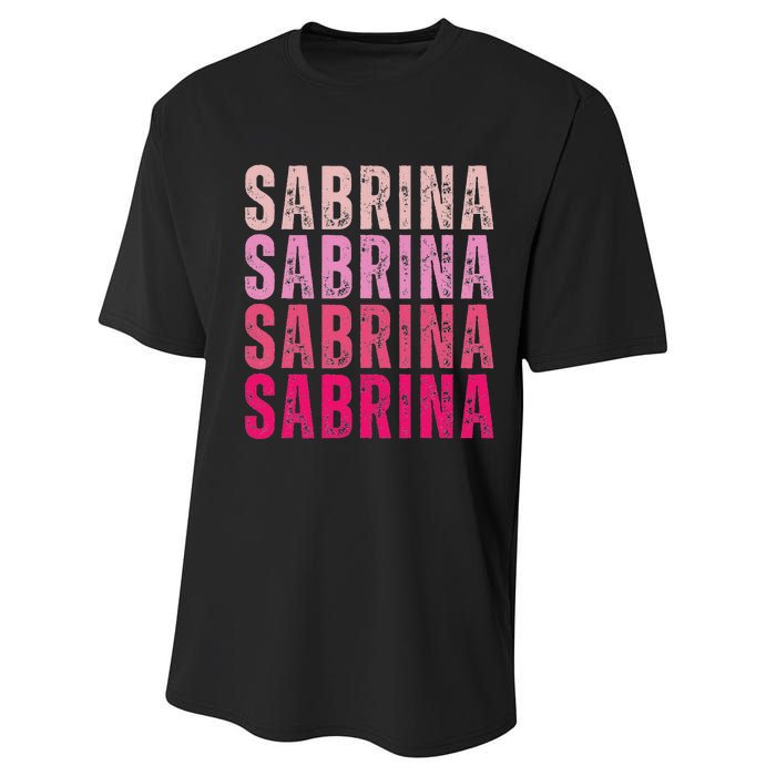 Personalized Name Sabrina I Love Sabrina Vintage Performance Sprint T-Shirt