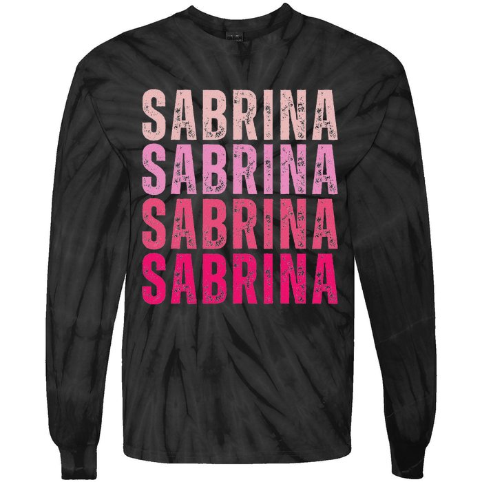 Personalized Name Sabrina I Love Sabrina Vintage Tie-Dye Long Sleeve Shirt