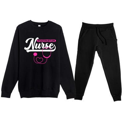 Postpartum Nursing Stethoscope Mother Nurse Funny Mom Gift Premium Crewneck Sweatsuit Set