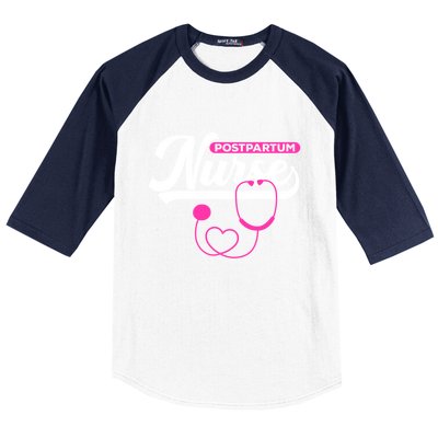 Postpartum Nursing Stethoscope Mother Nurse Funny Mom Gift Baseball Sleeve Shirt