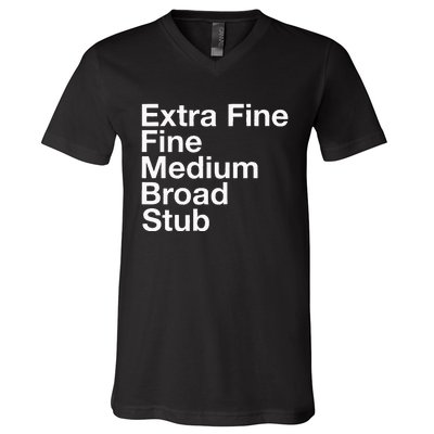 Pen Nib Sizes V-Neck T-Shirt