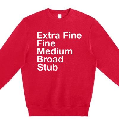 Pen Nib Sizes Premium Crewneck Sweatshirt