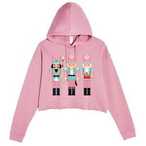 Pink Nutcracker Squad Xmas Pink Christmas Pajamas  Crop Fleece Hoodie