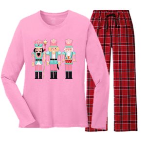 Pink Nutcracker Squad Xmas Pink Christmas Pajamas  Women's Long Sleeve Flannel Pajama Set 