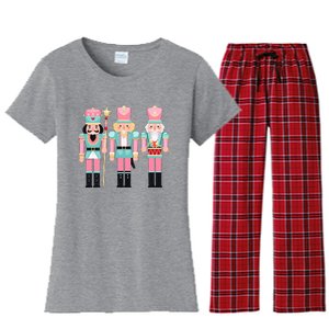 Pink Nutcracker Squad Xmas Pink Christmas Pajamas  Women's Flannel Pajama Set