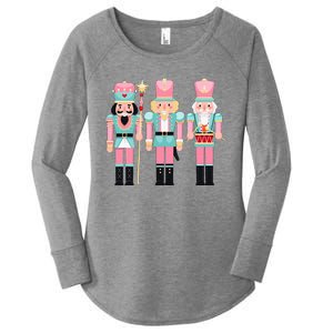 Pink Nutcracker Squad Xmas Pink Christmas Pajamas  Women's Perfect Tri Tunic Long Sleeve Shirt