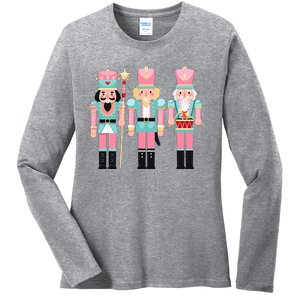 Pink Nutcracker Squad Xmas Pink Christmas Pajamas  Ladies Long Sleeve Shirt