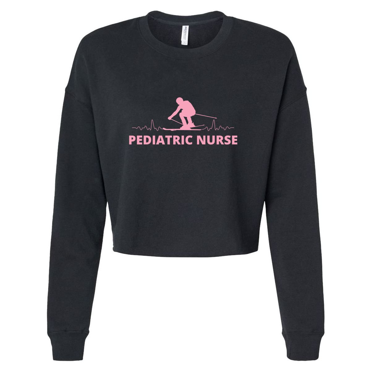 Pediatric Nurse Skiing Lover Funny Skiers Gifts Cropped Pullover Crew