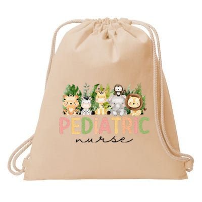 Pediatric Nurse Safari Baby Animals Nurse Appreciation Week Drawstring Bag