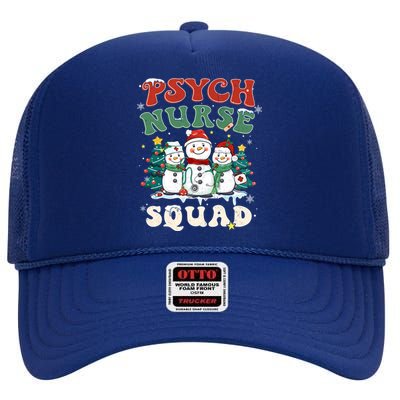 Psych Nurse Squad Funny Christmas Snowmies Nurse Stethoscope Gift High Crown Mesh Back Trucker Hat