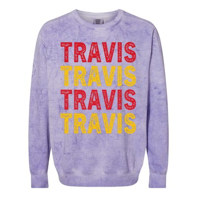 Personalized Name Travis I Love Travis Colorblast Crewneck Sweatshirt