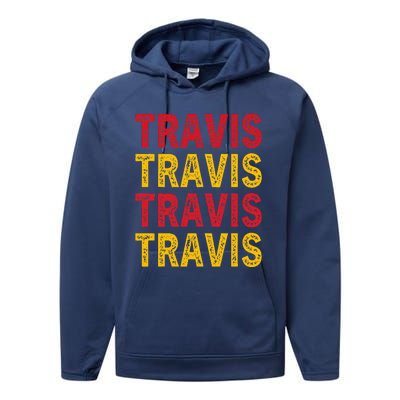 Personalized Name Travis I Love Travis Performance Fleece Hoodie