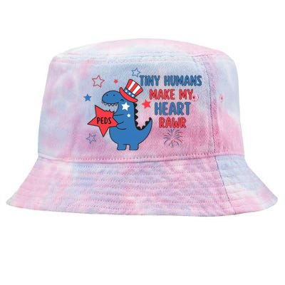 Pediatric Nurse Tiny Human Make My Heart Rawr Tie-Dyed Bucket Hat