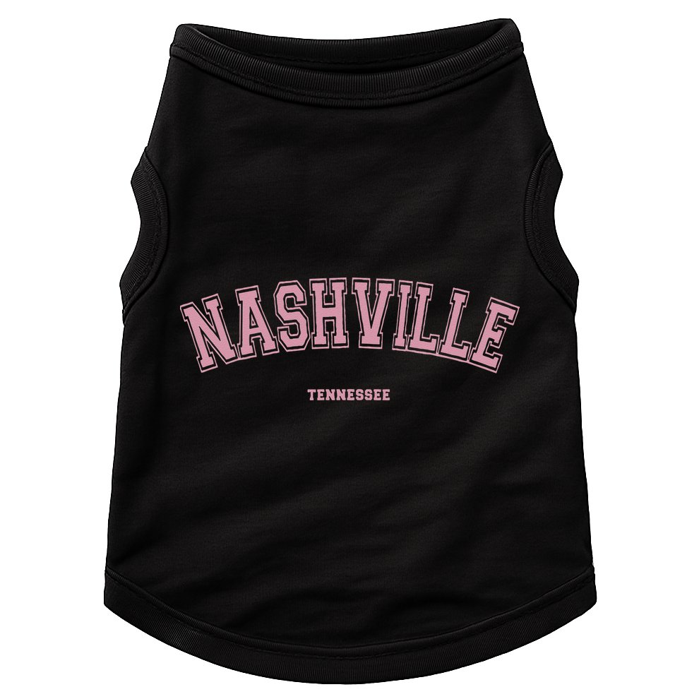 Pink Nashville Tennessee TN Varsity On Nashville Doggie Tank