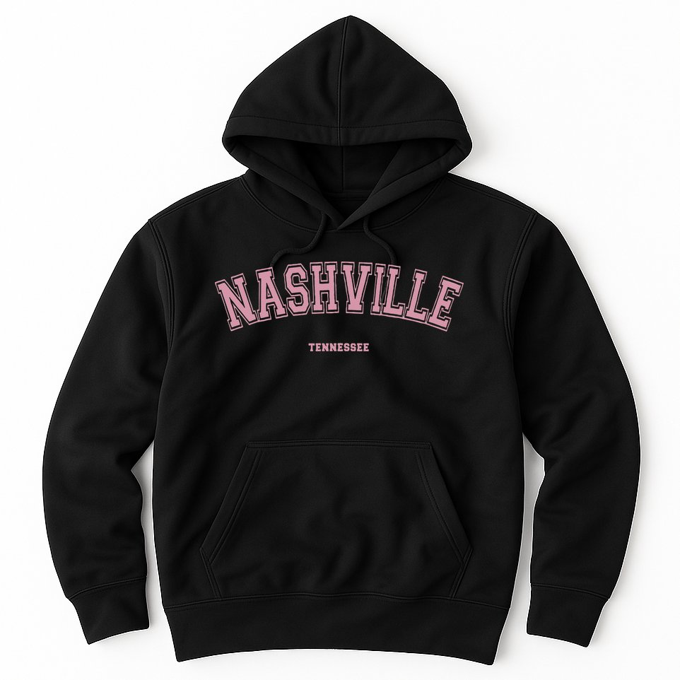 Pink Nashville Tennessee TN Varsity On Nashville Hoodie