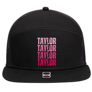 Personalized Name Taylor I Love Taylor 7 Panel Mesh Trucker Snapback Hat