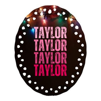 Personalized Name Taylor I Love Taylor Ceramic Oval Ornament