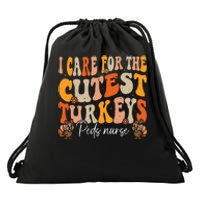 Peds Nurse Thanksgiving Cutest Turkeys Retro Fall Nurse Drawstring Bag