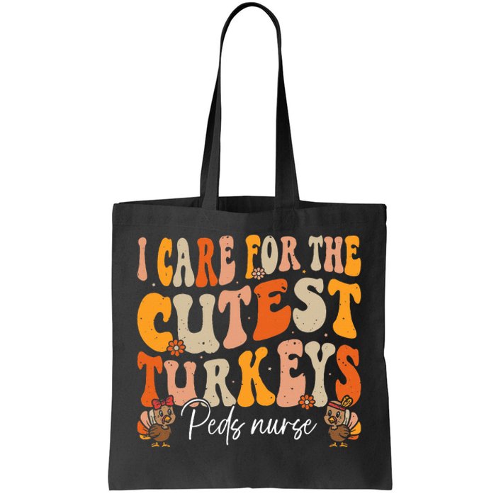 Peds Nurse Thanksgiving Cutest Turkeys Retro Fall Nurse Tote Bag