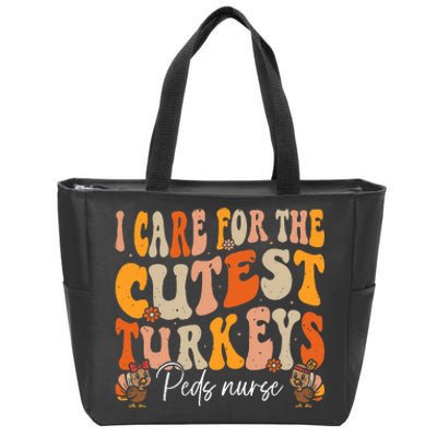 Peds Nurse Thanksgiving Cutest Turkeys Retro Fall Nurse Zip Tote Bag