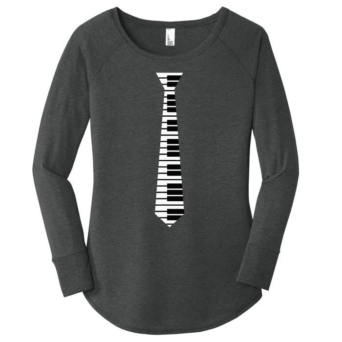 Piano Neck Tie Funny Humorous Keyboard Music Player Fun Gift Women's Perfect Tri Tunic Long Sleeve Shirt