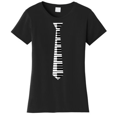 Piano Neck Tie Funny Humorous Keyboard Music Player Fun Gift Women's T-Shirt