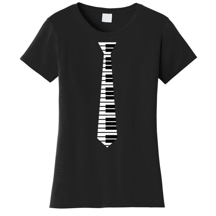 Piano Neck Tie Funny Humorous Keyboard Music Player Fun Gift Women's T-Shirt