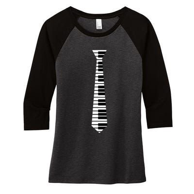 Piano Neck Tie Funny Humorous Keyboard Music Player Fun Gift Women's Tri-Blend 3/4-Sleeve Raglan Shirt