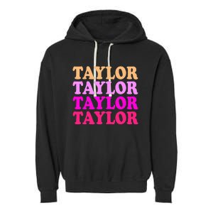 Personalized Name T.aylor I Love T.aylor  Garment-Dyed Fleece Hoodie