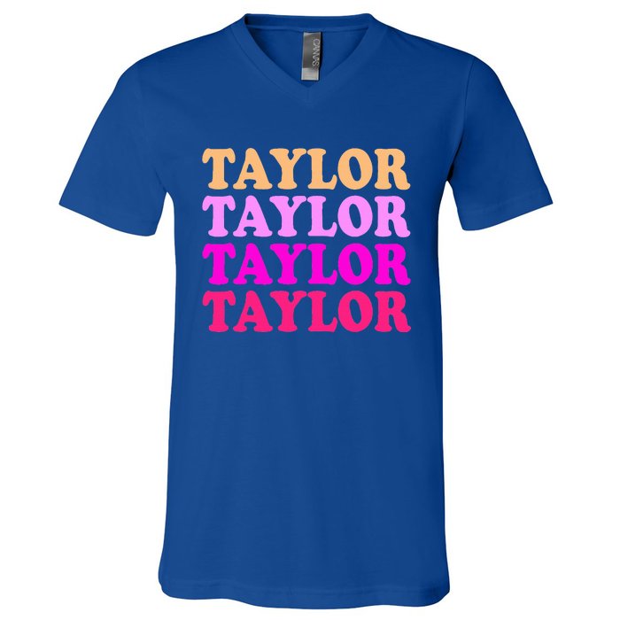 Personalized Name T.aylor I Love T.aylor  V-Neck T-Shirt