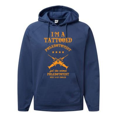 Phlebotomy Nurse Tattooed Phlebotomist Phlebotomist Gift Performance Fleece Hoodie