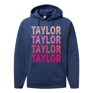 Personalized Name Taylor I Love Taylor Performance Fleece Hoodie