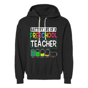 Preschool Nursery Teacher Battery Life PreK Instructor Garment-Dyed Fleece Hoodie