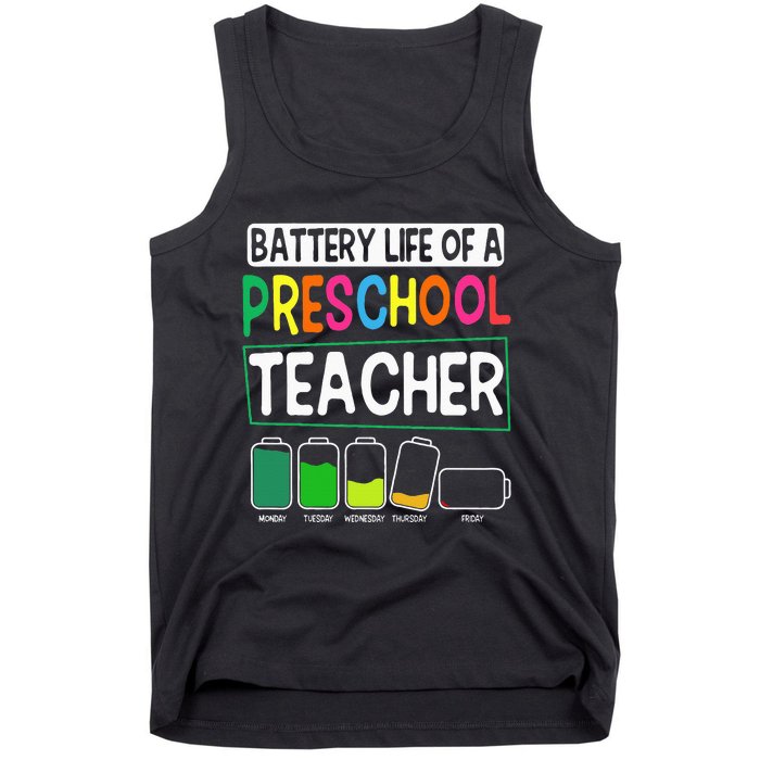 Preschool Nursery Teacher Battery Life PreK Instructor Tank Top