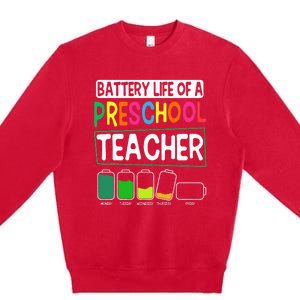 Preschool Nursery Teacher Battery Life PreK Instructor Premium Crewneck Sweatshirt