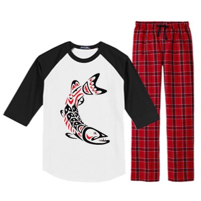 Pacific Northwest tribe art Salmon Fish Saltwater Fish Raglan Sleeve Pajama Set