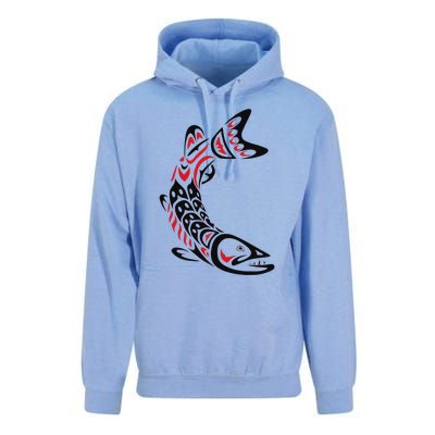 Pacific Northwest tribe art Salmon Fish Saltwater Fish Unisex Surf Hoodie