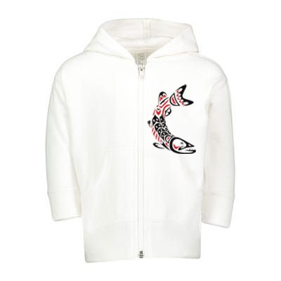 Pacific Northwest tribe art Salmon Fish Saltwater Fish Toddler Zip Fleece Hoodie