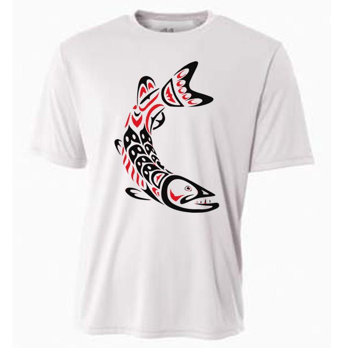 Pacific Northwest tribe art Salmon Fish Saltwater Fish Cooling Performance Crew T-Shirt