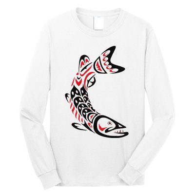 Pacific Northwest tribe art Salmon Fish Saltwater Fish Long Sleeve Shirt