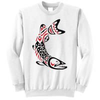 Pacific Northwest tribe art Salmon Fish Saltwater Fish Sweatshirt