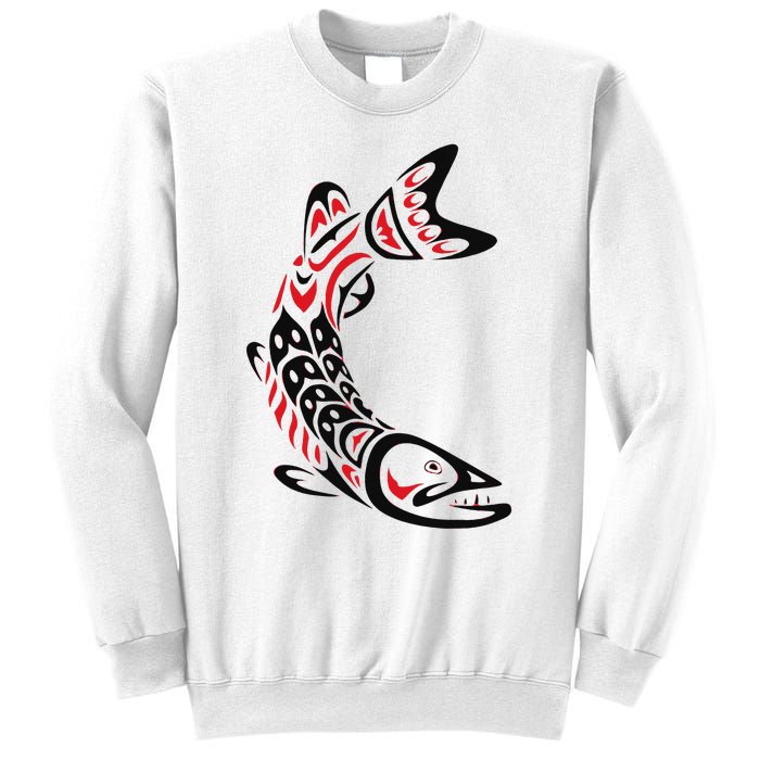 Pacific Northwest tribe art Salmon Fish Saltwater Fish Sweatshirt